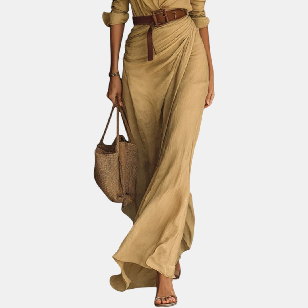 Imelda | Vestido Maxi con Solapas y Cinturón
