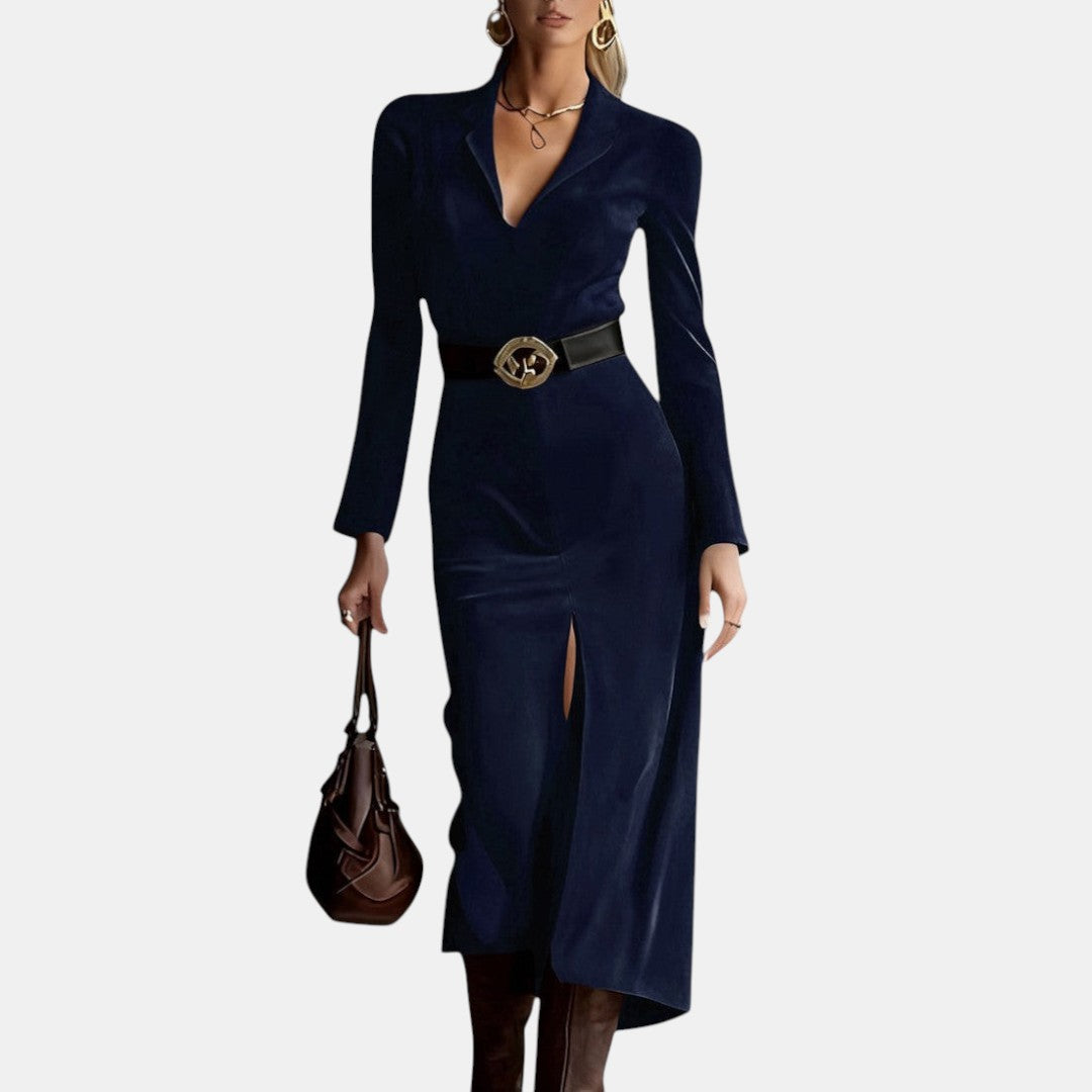 Waleska | Vestido Midi Western de Ante con Abertura