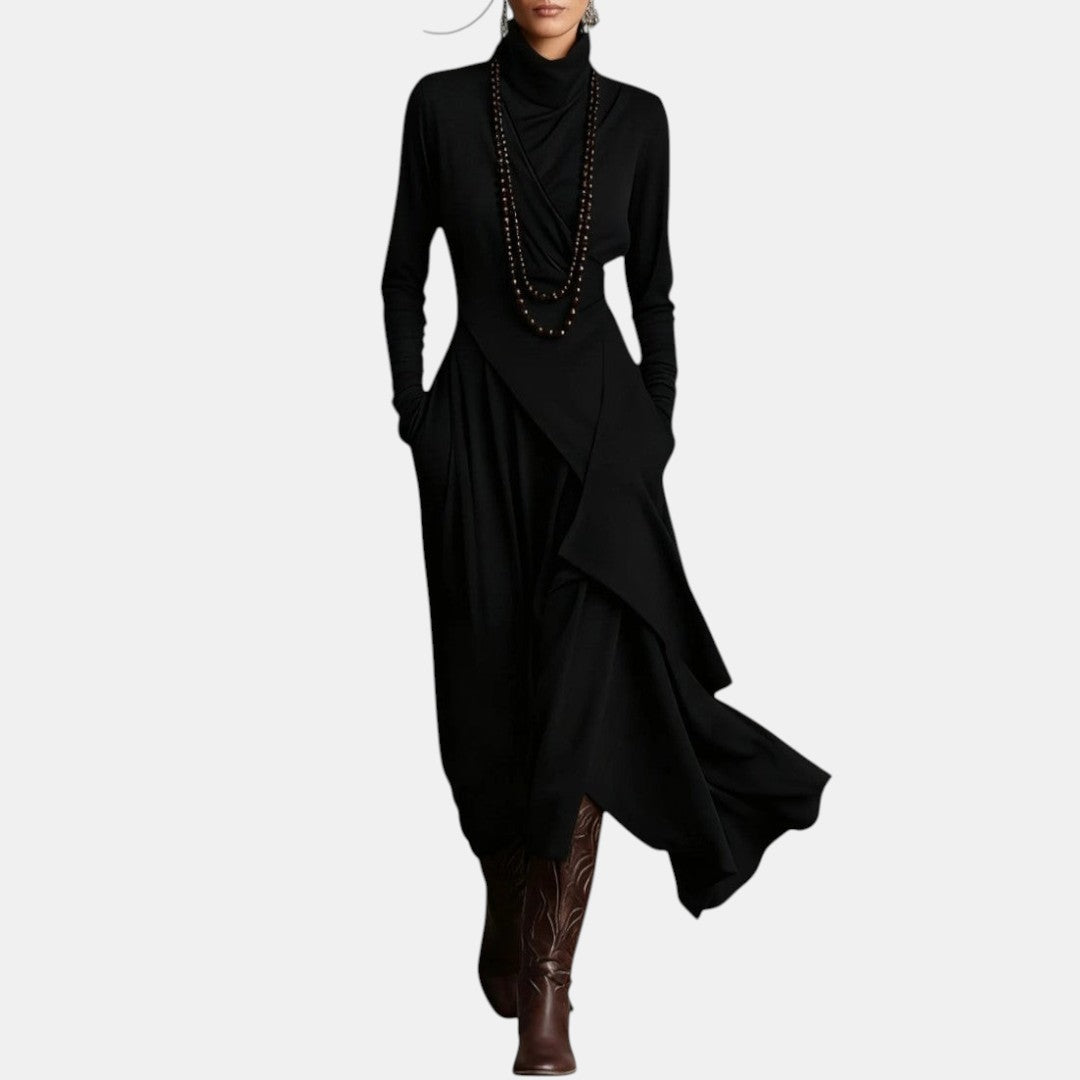 Olinda | Vestido Largo Irregular con Cuello Alto