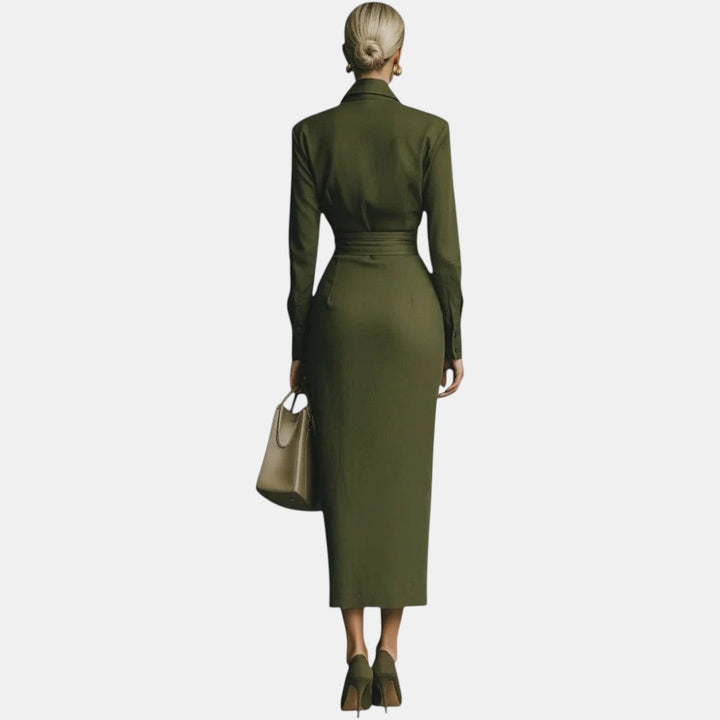 Zoraida | Vestido Largo Estructurado con Cuello Camisero