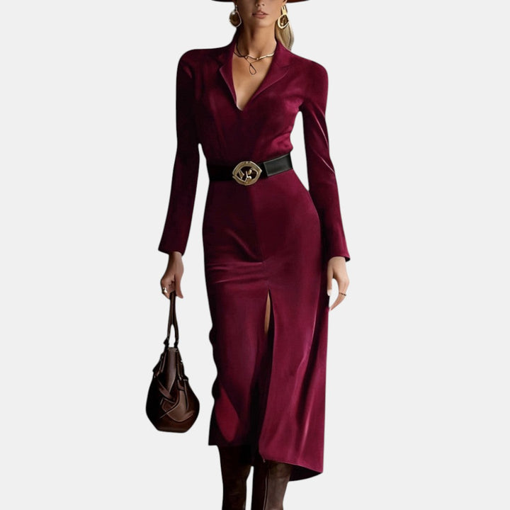 Waleska | Vestido Midi Western de Ante con Abertura