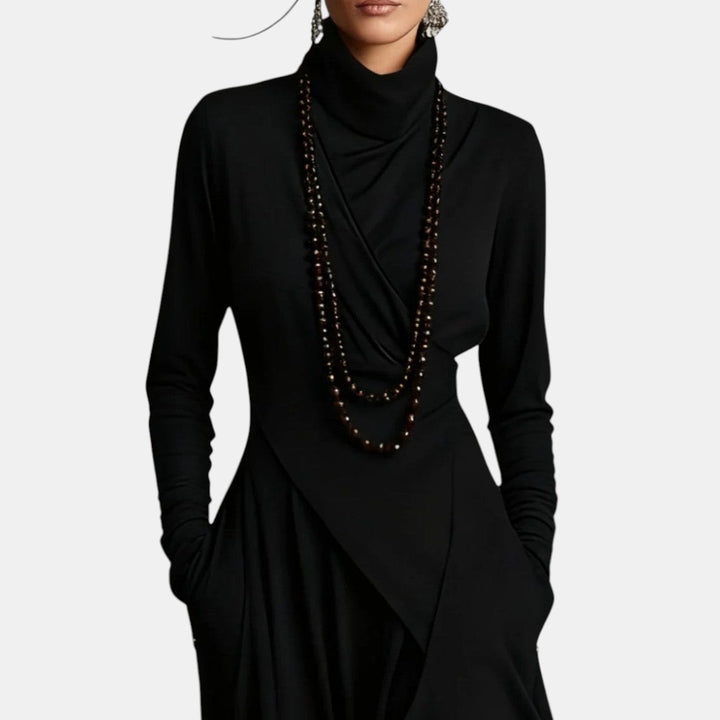 Olinda | Vestido Largo Irregular con Cuello Alto