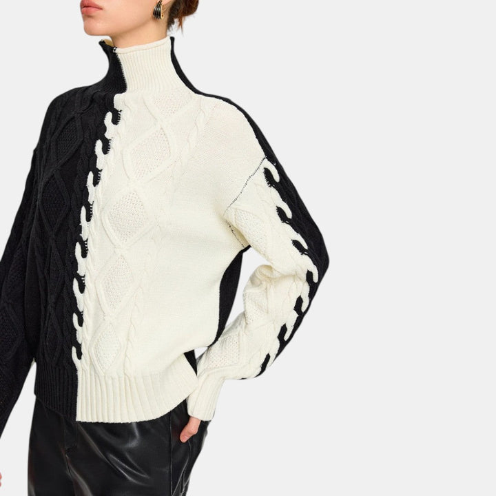 Elvia | Suéter Colorblock de Cuello Alto