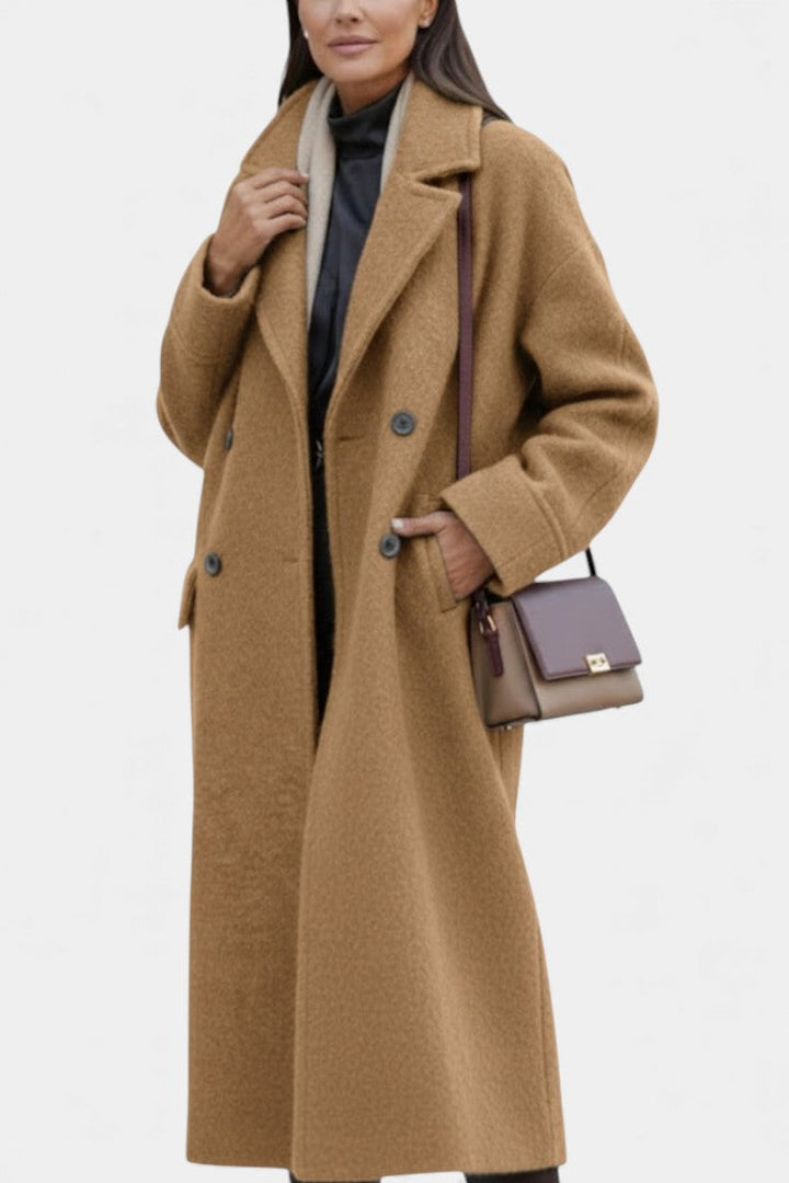 Remedios | Abrigo Largo Oversize de Doble Botonadura con Cuello
