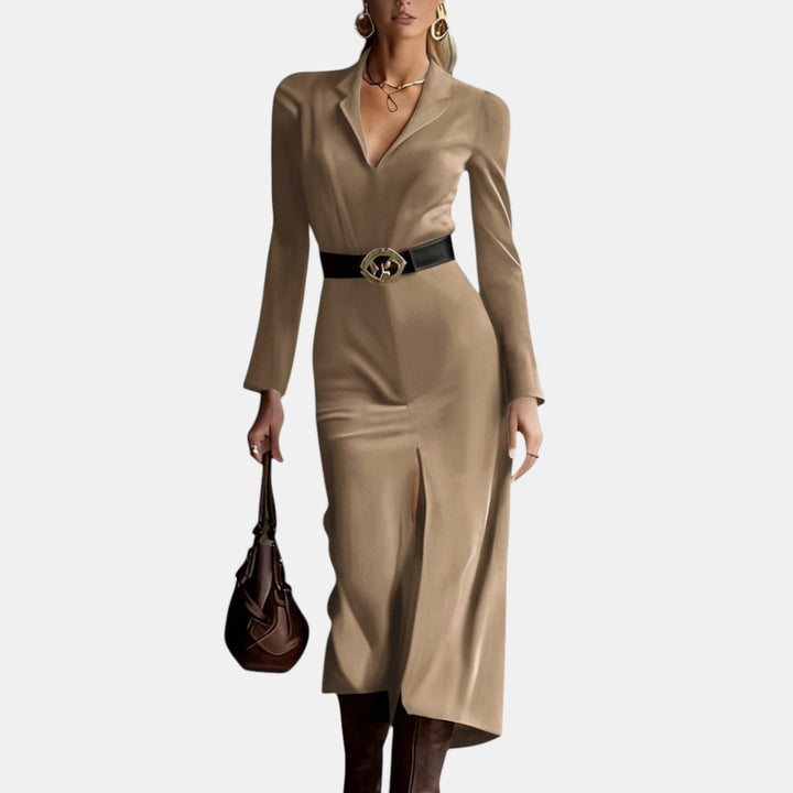 Waleska | Vestido Midi Western de Ante con Abertura