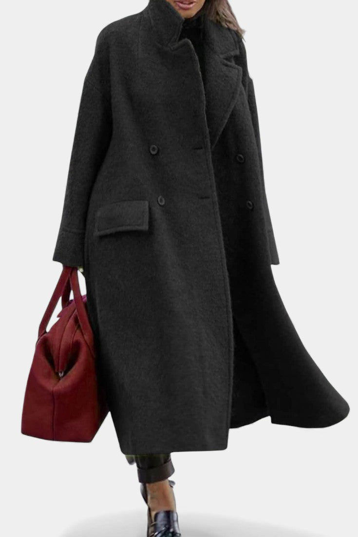 Remedios | Abrigo Largo Oversize de Doble Botonadura con Cuello