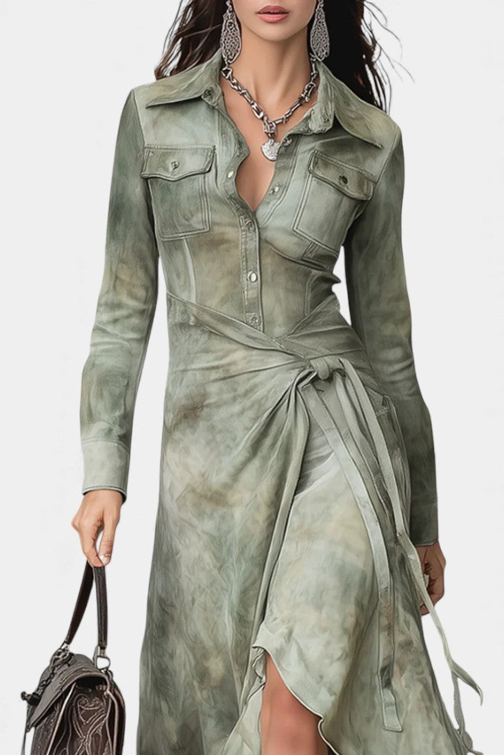 Rafaela | Vestido Maxi Slim Tie-Dye de Ante