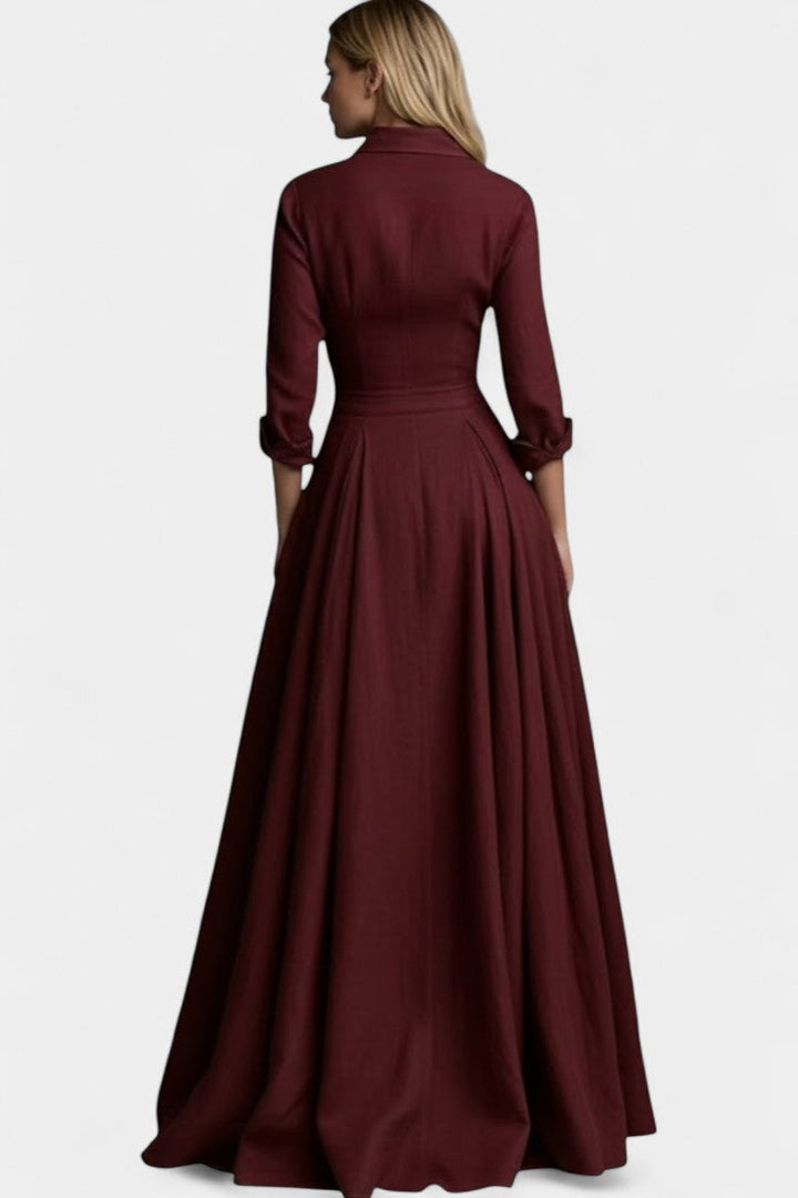 Rosario | Vestido Largo Abotonado con Cintura Definida
