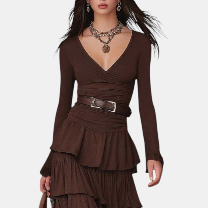 Solange | Vestido Midi Retro con Volantes