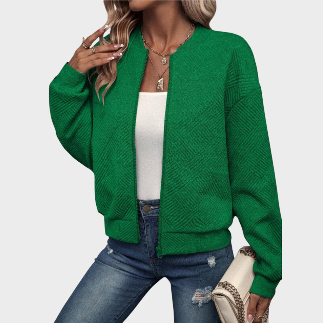 Estela | Campera Bomber con Cierre y Patrón Geométrico