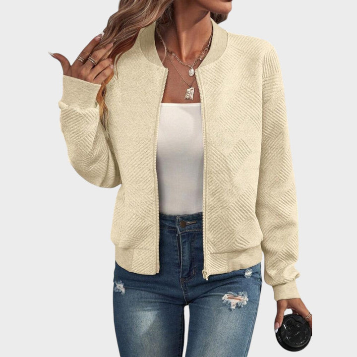 Estela | Campera Bomber con Cierre y Patrón Geométrico