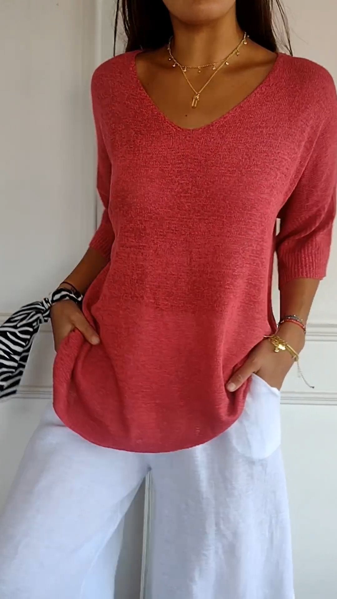 Lauren | Top Casual de Cuello en V para Mujeres