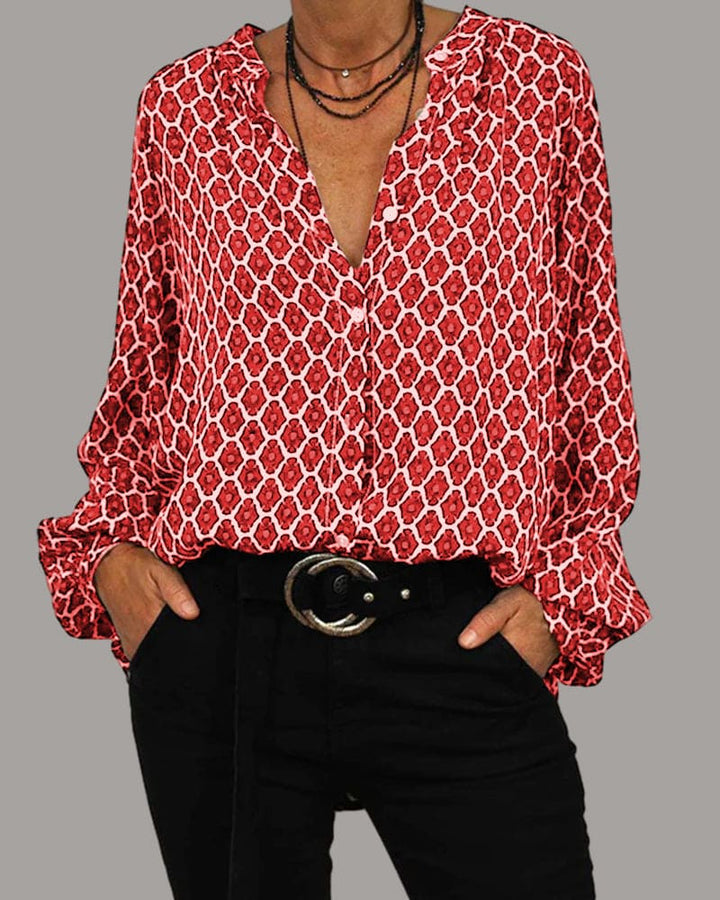 Elvira | Blusa Geométrica de Mujer con Escote en V