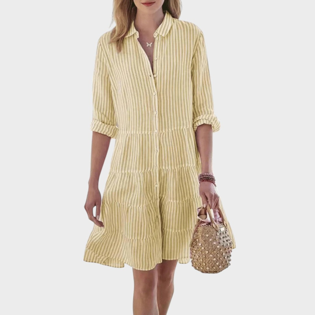 Nahir | Vestido a Rayas con Botones