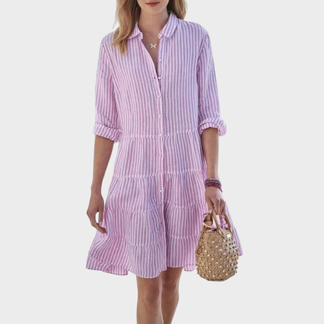 Nahir | Vestido a Rayas con Botones
