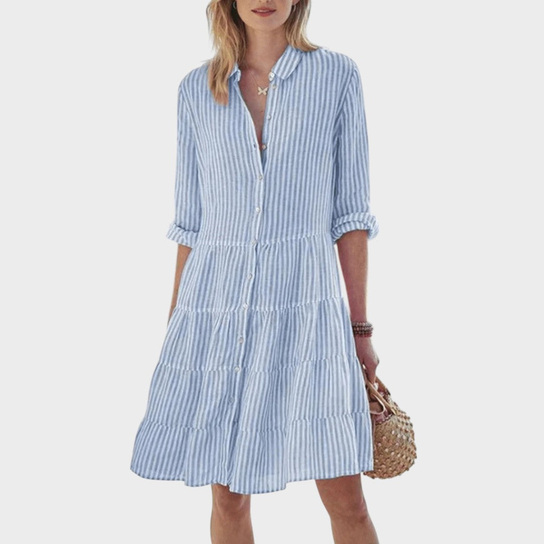 Nahir | Vestido a Rayas con Botones