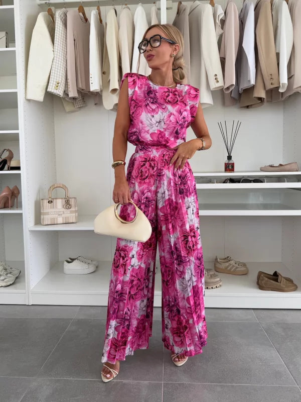 Evelyn | Conjunto Elegante de 2 Piezas – Top Fluido y Pantalones Plisados