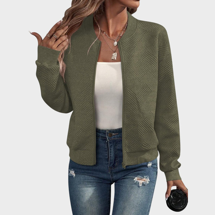 Estela | Campera Bomber con Cierre y Patrón Geométrico