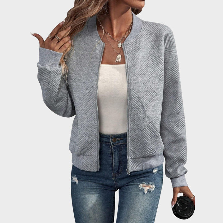 Estela | Campera Bomber con Cierre y Patrón Geométrico