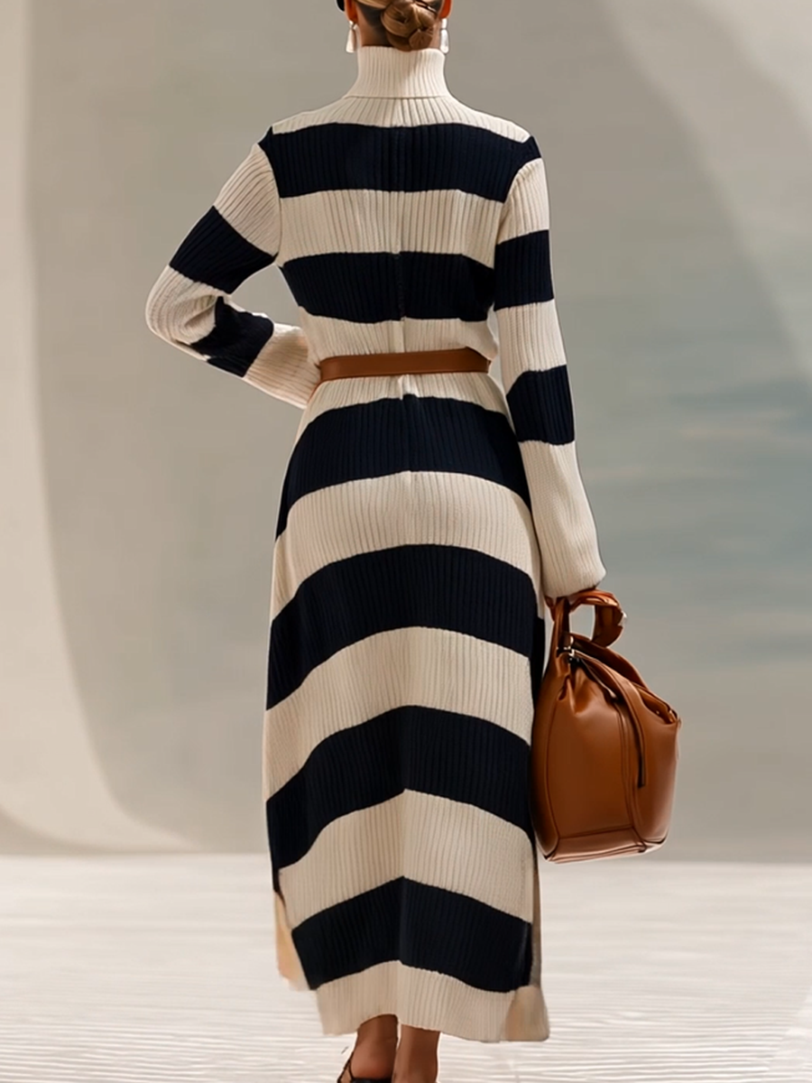 Lucrecia | Vestido Maxi de Punto con Rayas Marineras