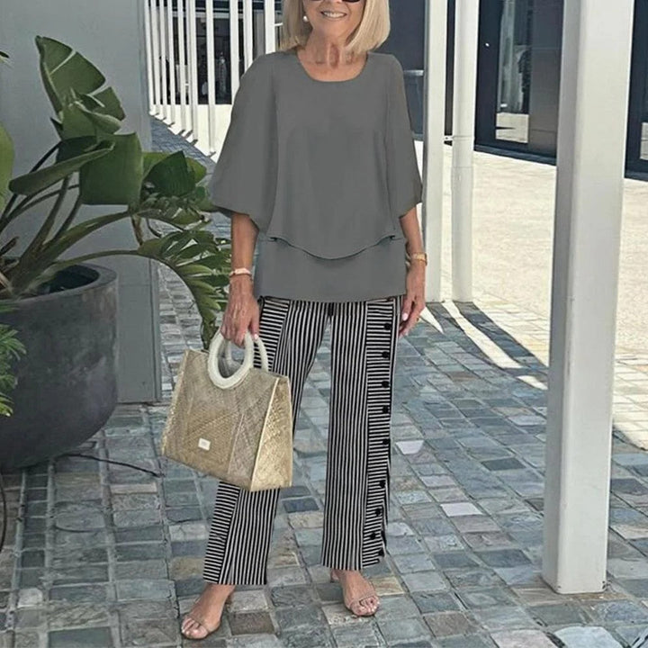 Wenda | Conjunto de Dos Piezas Sin Esfuerzo – Top Relajado y Pantalones de Pierna Ancha