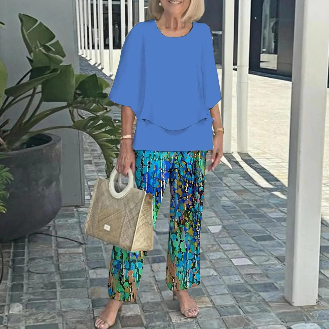 Wenda | Conjunto de Dos Piezas Sin Esfuerzo – Top Relajado y Pantalones de Pierna Ancha