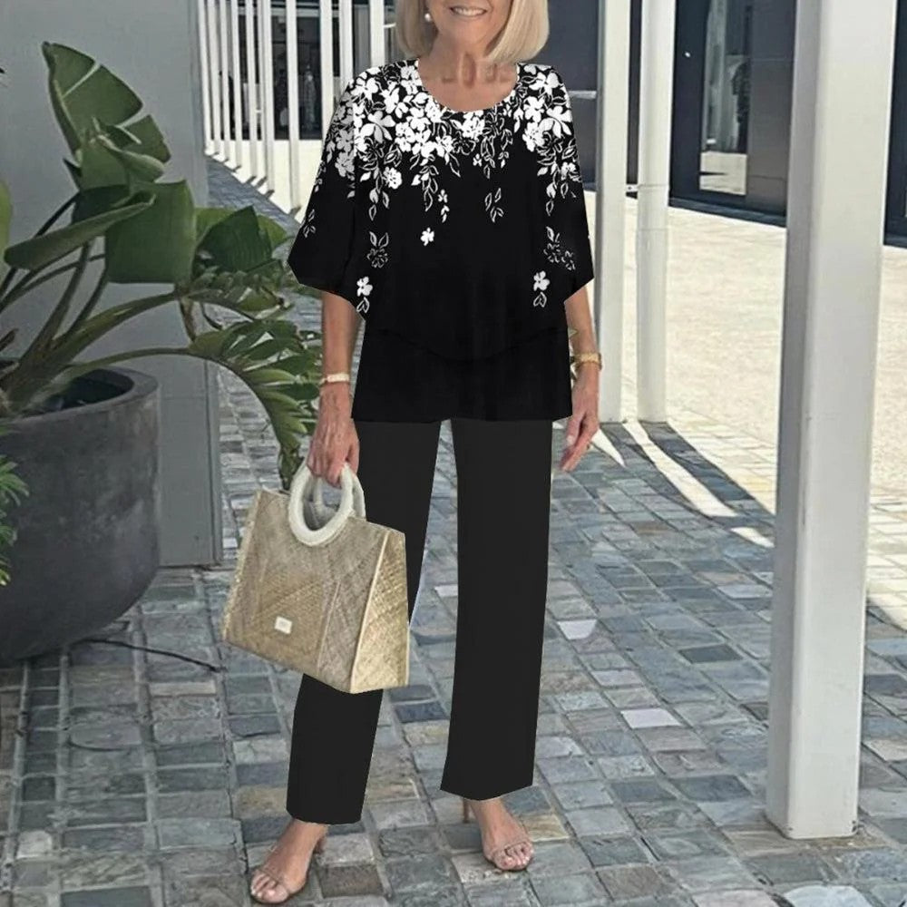 Wenda | Conjunto de Dos Piezas Sin Esfuerzo – Top Relajado y Pantalones de Pierna Ancha