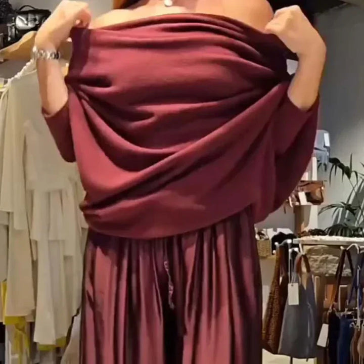 Conjunto Elegante Off-Shoulder Georgina – Sofisticación Moderna con un Caída Impecable
