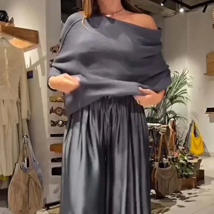 Conjunto Elegante Off-Shoulder Georgina – Sofisticación Moderna con un Caída Impecable
