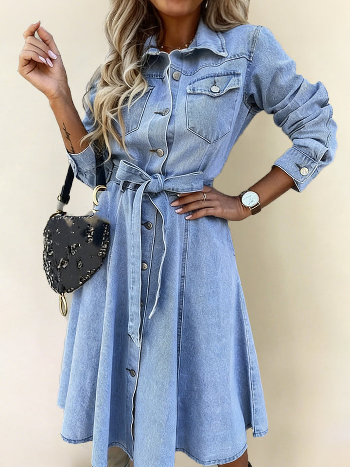 Luna | Vestido de Denim de Manga Larga