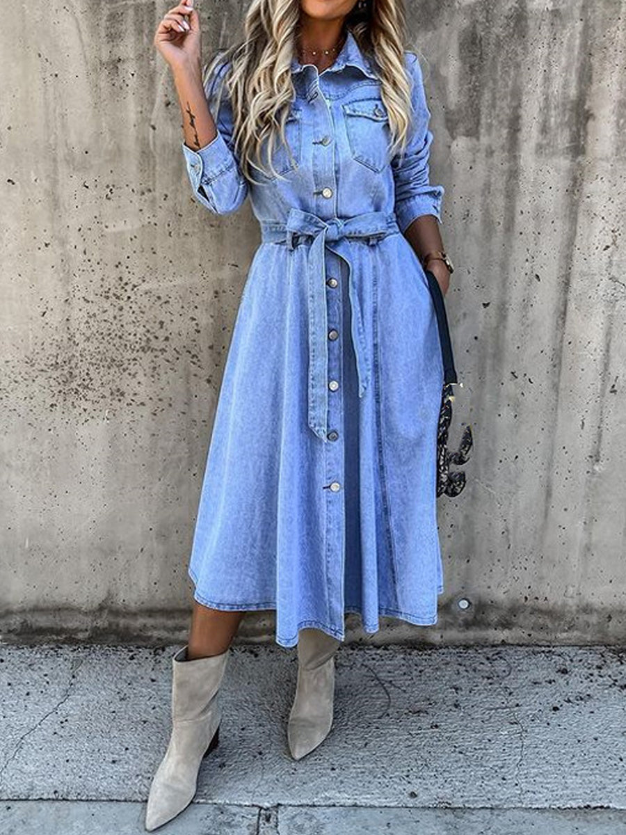 Luna | Vestido de Denim de Manga Larga