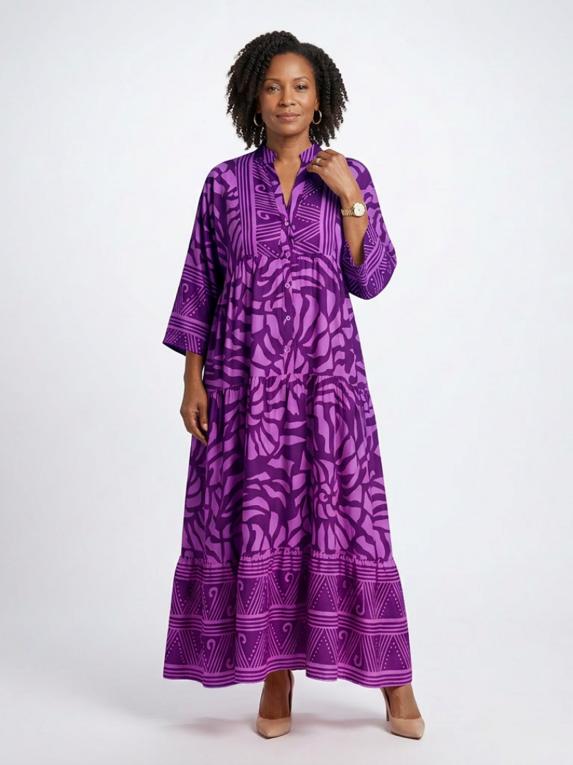 Katia | Vestido Midi Floral con Botonera