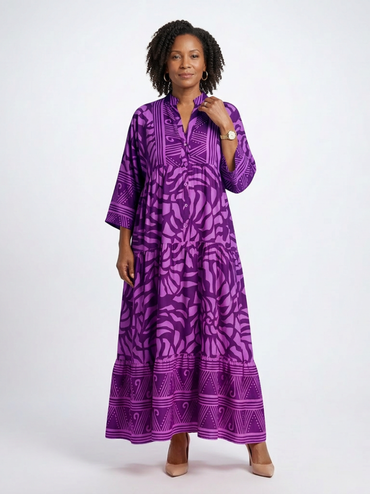 Katia | Vestido Midi Floral con Botonera