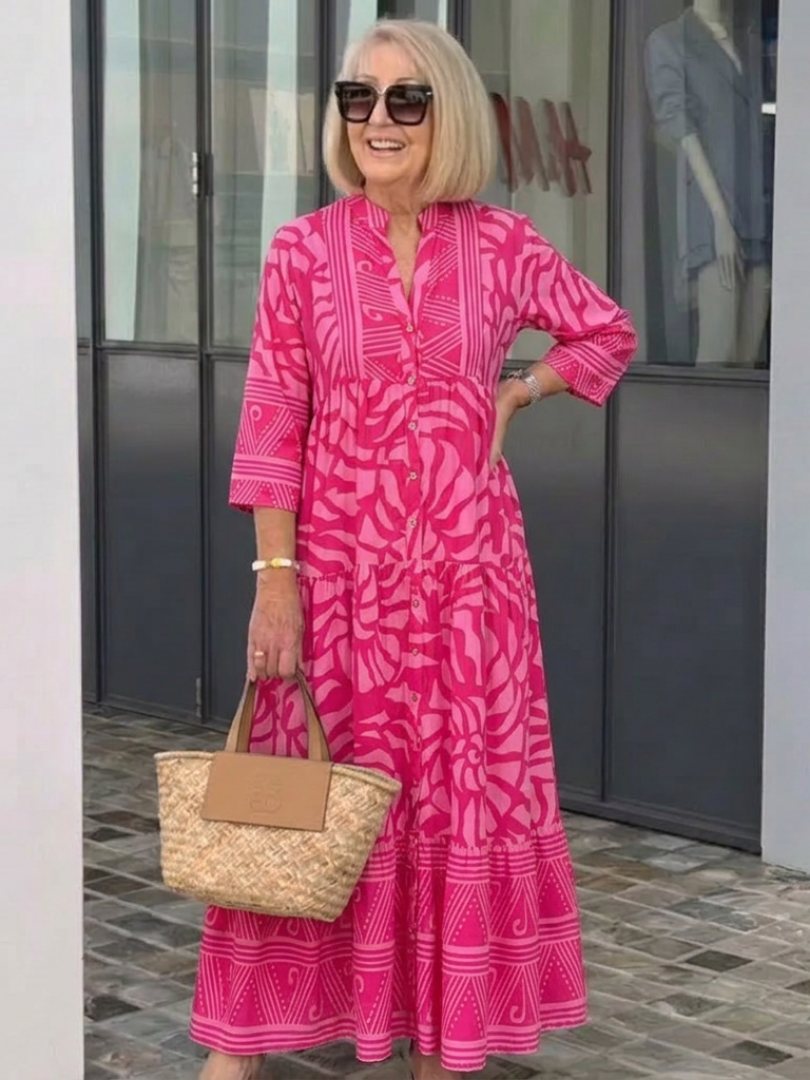 Katia | Vestido Midi Floral con Botonera