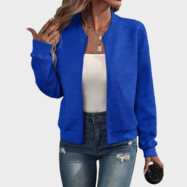 Estela | Campera Bomber con Cierre y Patrón Geométrico