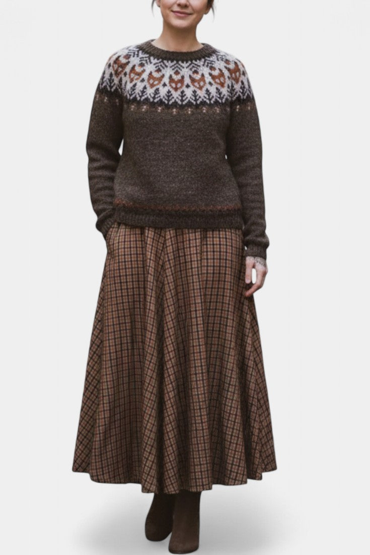 Perpetua | Suéter de Lana Jacquard Marrón y Marfil