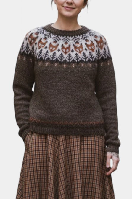 Perpetua | Suéter de Lana Jacquard Marrón y Marfil